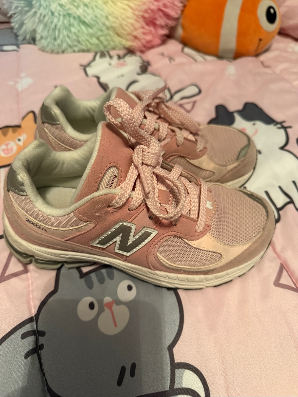New Balance Kids Pink and Silver Athletic Sneakers